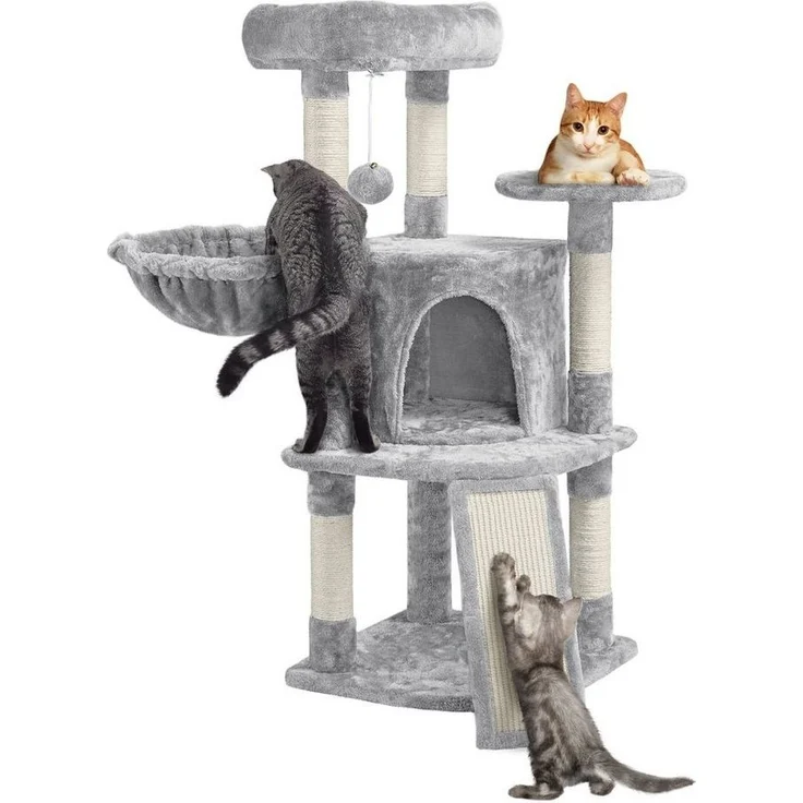 Yaheetech Kratzbaum 106 cm (H), Kletterbaum Katzenbaum mit Katzenhöhle & Sisalstämme & Kratzbrett – Bild 3