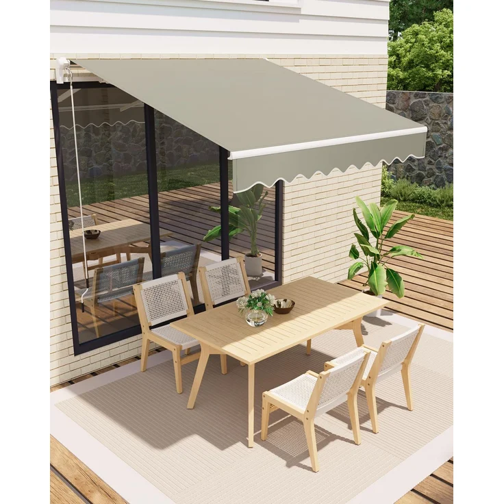 Garveelife Gelenkarmmarkise 350x250 cm, UV40+ & wasserabweisend, mit Kurbel & Wandhalterung Länge + Winkel einstellbar, Markise für Terrasse & Balkon, Sonnenschutz Balkonmarkise Gelenkmarkise