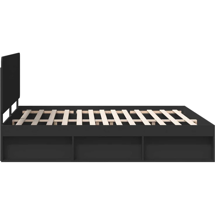 vidaXL Bettrahmen Schwarz 200 x 200 cm Massives Kiefernholz 3412444 – Bild 7
