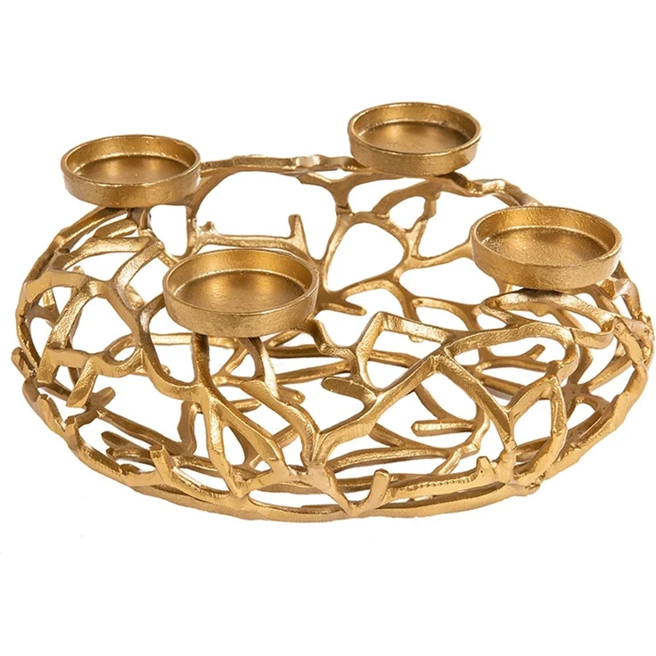 Stilvoller Kerzenständer Kranz CANDELA 38cm gold Aluminium Kerzenhalter – Bild 3