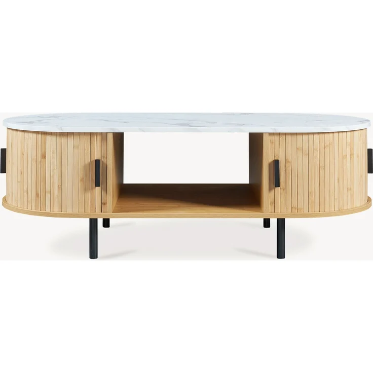 Couchtisch Tvedestrand 120x55x40 cm Bambus Marmorweiß/Natur [en. casa] – Bild 6