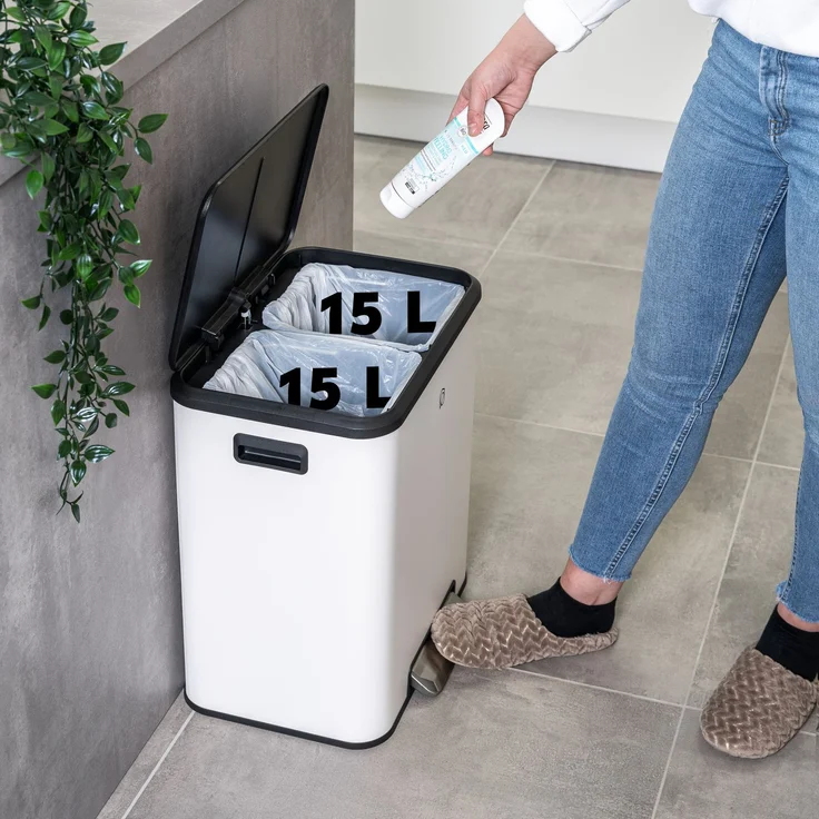 eluno Mülleimer 30 Liter Fassungsvermögen, Weiß – Bild 4