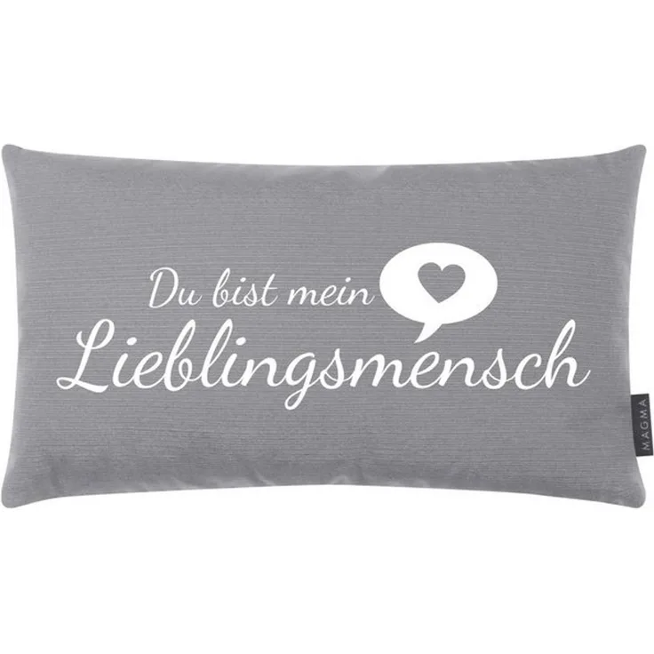 Kissen Lieblingsmensch grau 25x45 cm Made in Germany/Ökotex 100