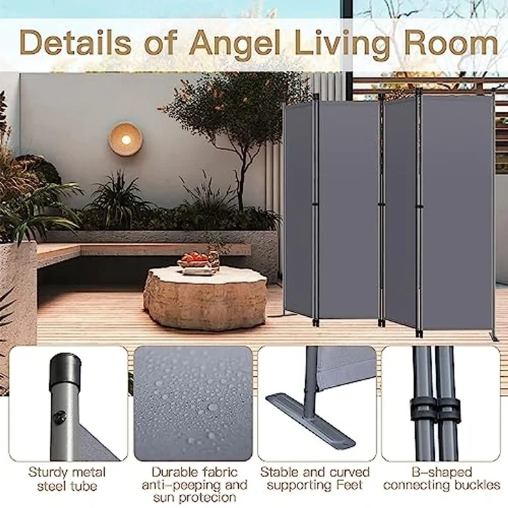 Angel Living Paravent KlappbarTrennwand Sichtschutz Faltbildschirm Raumteiler Sichtschutz (4 St), 224(B)x 22(T) x 165(H)cm – Bild 4