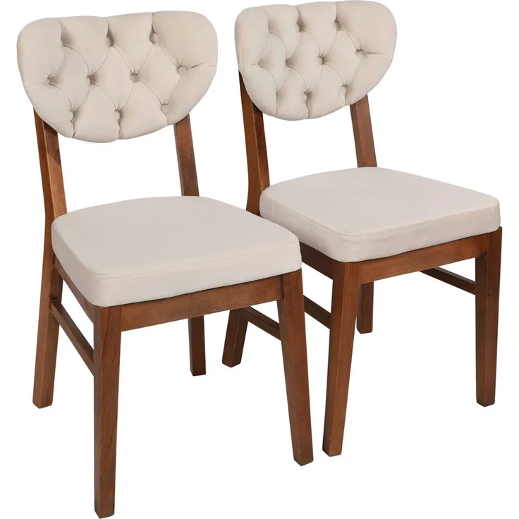 Skye Decor 'Elma 760 V2' Stuhlset (2-teilig), Walnuss / Beige, 41,5 x 86 x 43,5 cm