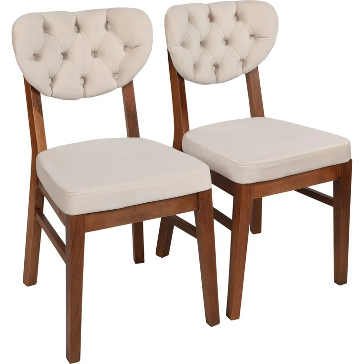 Skye Decor 'Elma 760 V2' Stuhlset (2-teilig), Walnuss / Beige, 41,5 x 86 x 43,5 cm – Bild 1