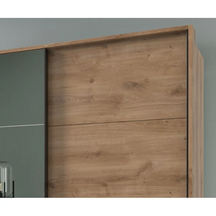 Schwebetürenschrank Kleiderschrank 3trg 273cm Eiche Dekor Spiegel u Passepartout – Bild 5