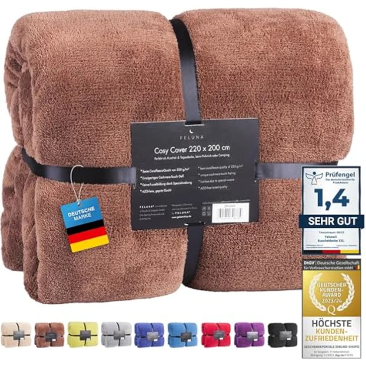 Wohndecke FELUNA Coral Fleece Kuscheldecke XXL – Superweicher Cashmere-Touch, Feluna, Tagesdecke Kaschmir-Touch 220 x 200 cm – Bild 2