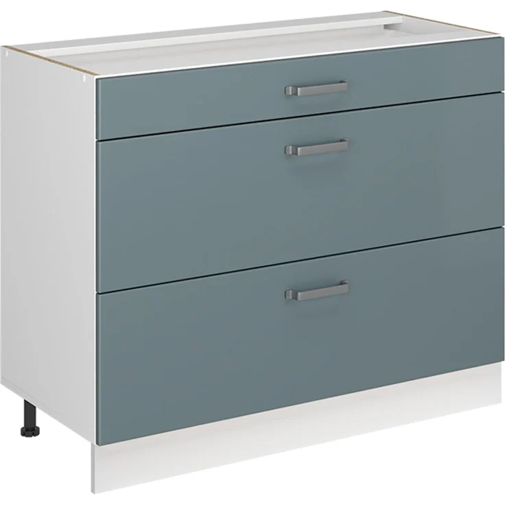 Küchenunterschrank R-Line Blau-Grau/Weiß 100 cm ohne Arbeitsplatte Vicco – Bild 1