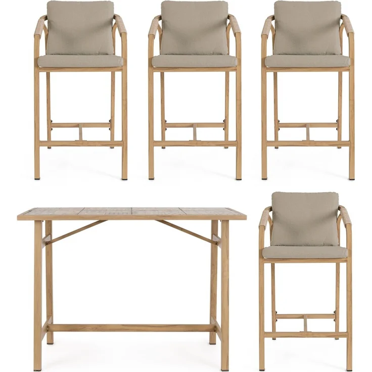 5er Garten-Barset Aremilak - Aluminium Desert Sand, Olefin Taupe – Bild 4