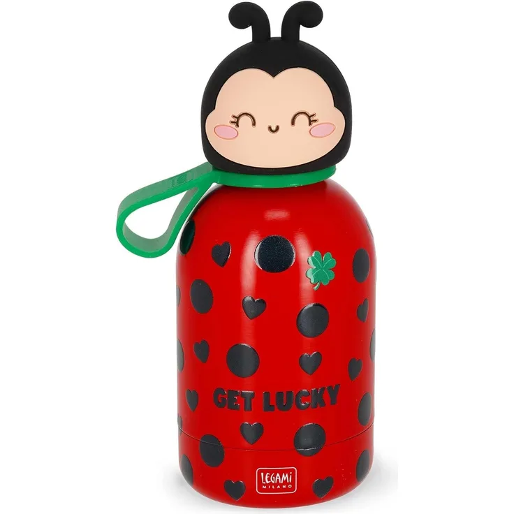 Legami - Hot&Cold BFF Ladybug Kinder-Thermosflasche, doppelwandiger 18/8 Edelstahl, luftdicht, hält 12 Stunden warm
