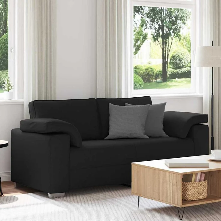 vidaXL Zweisitzer-Sofa Schwarz 180 cm Stoff 4105229 – Bild 1