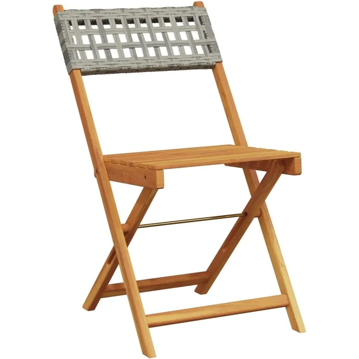 vidaXL Gartenstühle 4 Stk. Klappbar Grau Poly Rattan & Massivholz 3214595 – Bild 2