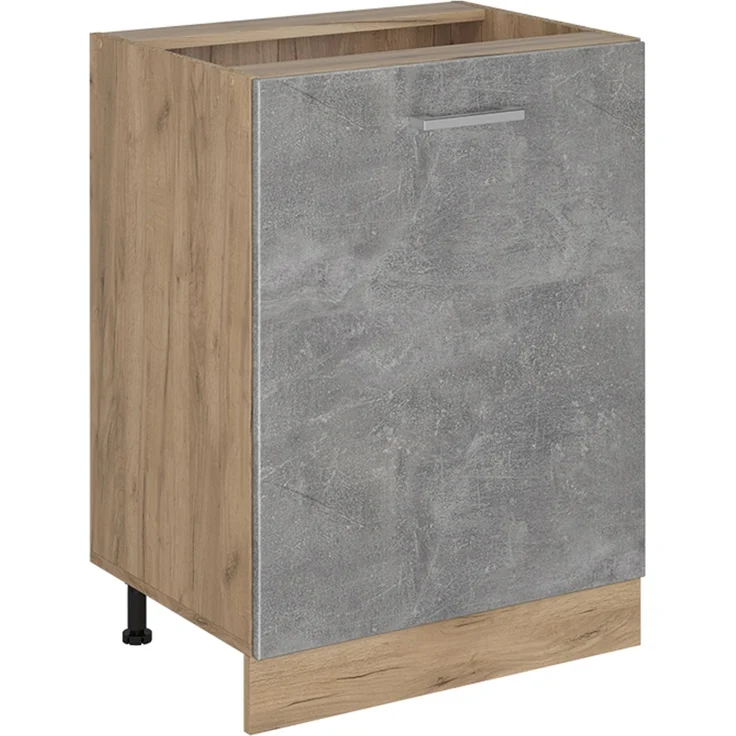 Küchenunterschrank R-Line Beton/Goldkraft Eiche 60 cm mit 1 Tür ohne Arbeitsplatte Vicco – Bild 1