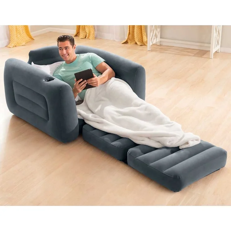 INTEX Ausziehbarer Sessel, Dunkelgrau, 66 x 117 x 224 cm – Bild 2