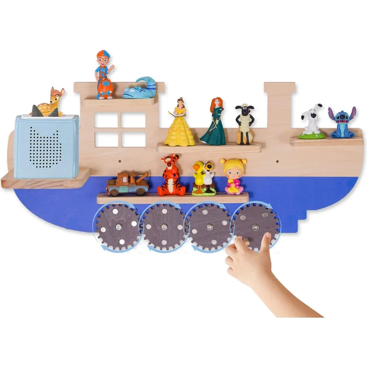 Todeco Tonie-Regal für Toniebox Hörfiguren, Magnetische Aufbewahrung für 10-15 Tonie, Wandregal Kinderzimmer für Mädchen & Jungen, Schiffsform – Bild 2