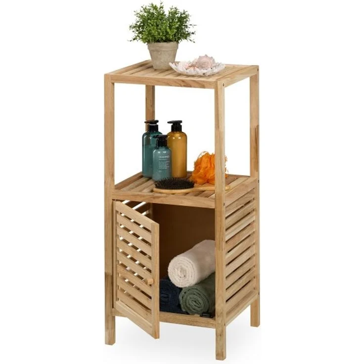 Relaxdays Badezimmerregal mit Tür und 2 Ablagen – Bild 1