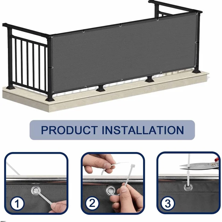 MENGH Balkonabdeckung 110x500 cm, Balkon Sichtschutz Balkonabdeckung, Wind- und UV-Schutz, in div. Größen & Farben für Gartenzaun Balkonzaun grau – Bild 6
