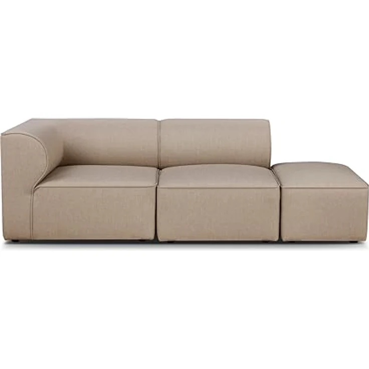 Tatyana Modulsofa Warm-Khaki mit Eckmodul, Sitzmodul & Fußhocker, Massivholzrahmen – Bild 4