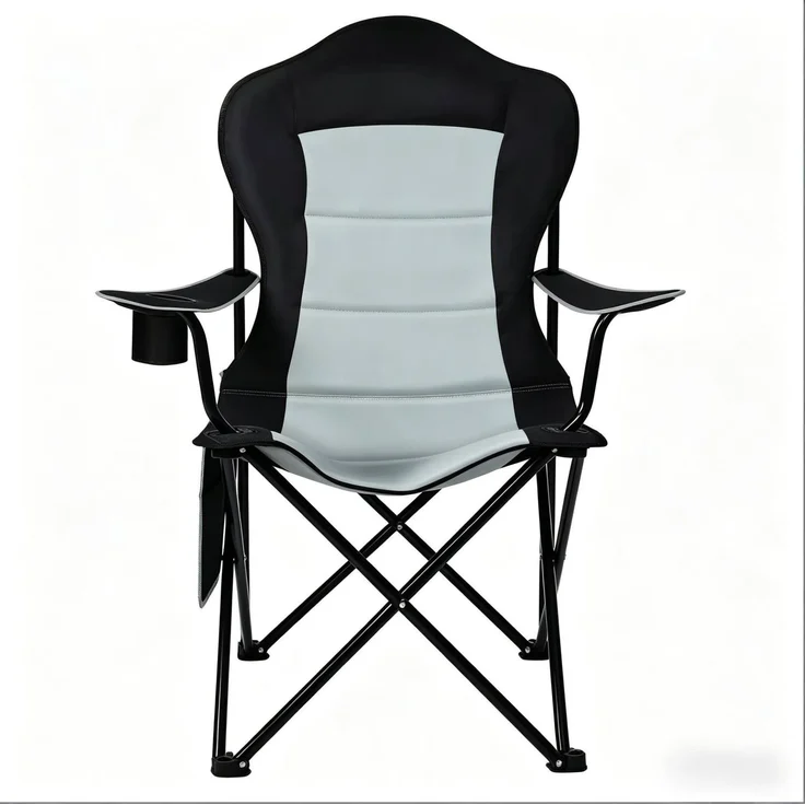 Klappstuhl 84x110x62 cm mit Tassenhalter und Seitentasche – Strandstuhl aus 600D Oxford und Eisenrohr – Bild 8