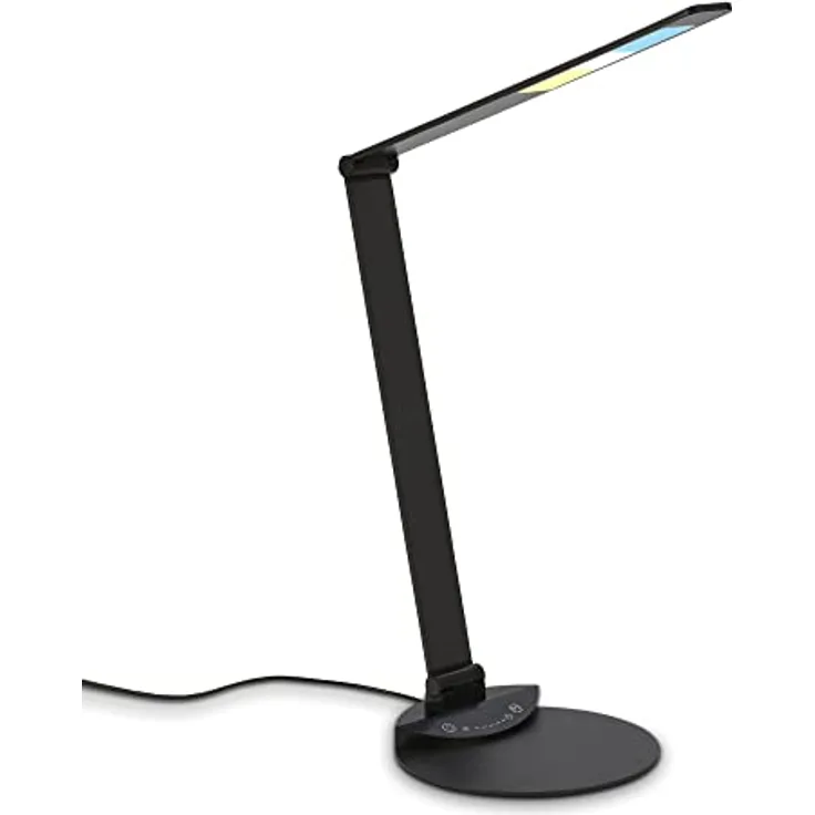 Briloner LED Schreibtischlampe, schwenkbar, Touch, CCT dimmbar, Silber, 6W, mit USB-Anschluss und Speicherfunktion