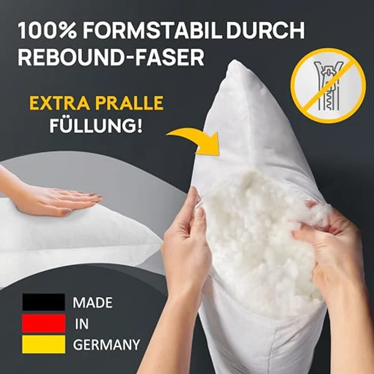 LILENO HOME 4er Set Kissenfüllung 40x60 cm - 40°C waschbares Innenkissen geeignet für Allergiker - Polyester Kisseninlet als Couchkissen, Sofa Kissen, Cocktailkissen und Kopfkissen – Bild 7