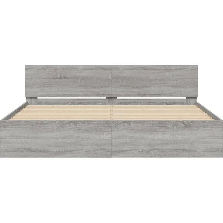 vidaXL Bettgestell mit Kopfteil Grau Sonoma 160x200 cm 3207474