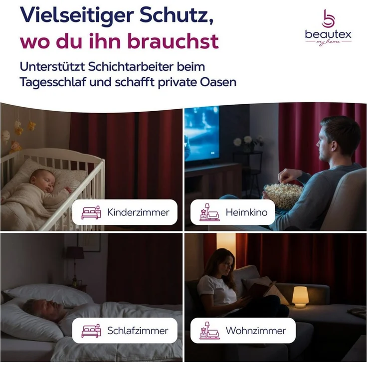 Beautex Verdunkelungsvorhang Kräuselband Vorhang blickdicht abdunkelnd U-Band (1 St), Kräuselband, verdunkelnd, lichtmindernd, wärmeisolierend, pflegeleicht, waschbar – Bild 4
