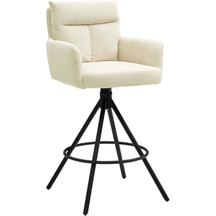Stolkom Sp.z.o.o. Bistrostuhl Barhocker SOFIA, H 103 cm, Hellbeige, Cord, (2 St), 180 Grad drehbar mit Rückholfunktion – Bild 6