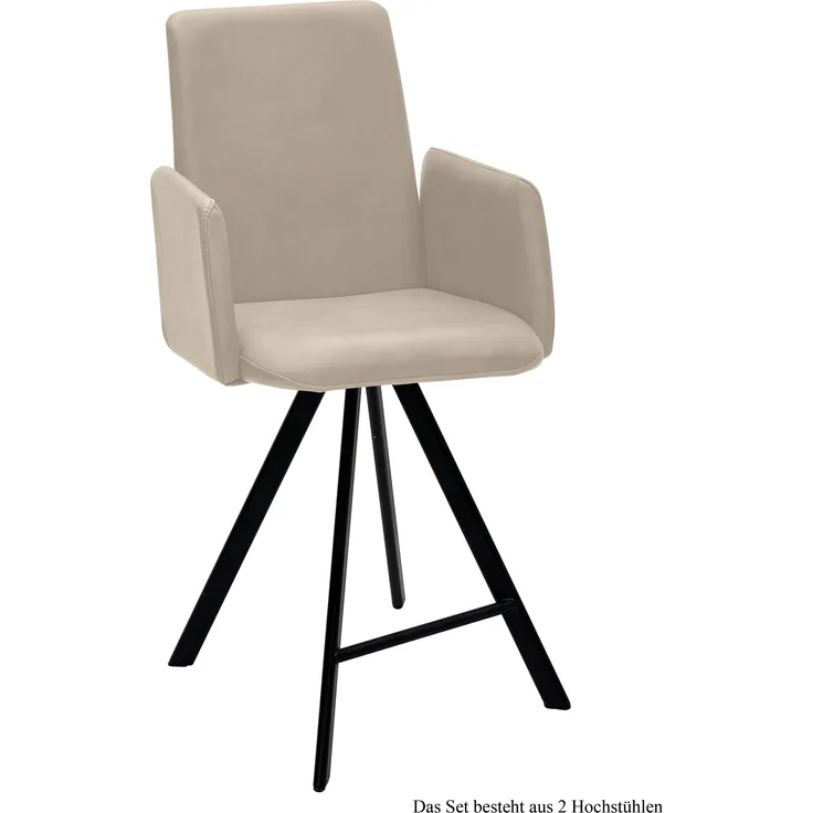 Thekenstuhl (2er-Set) Deerdre 52x109x60 Schwarz/Natur