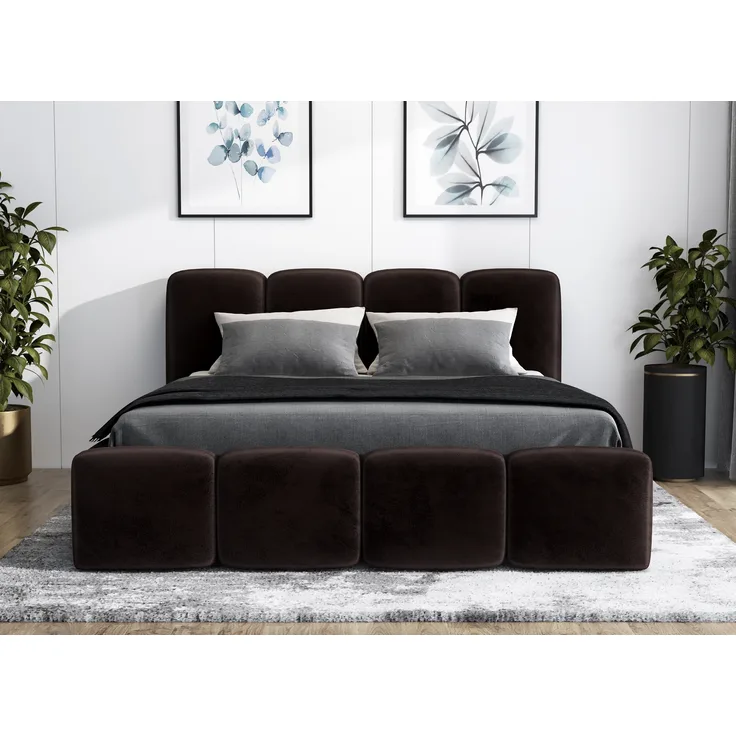 Polsterbett DONA 140x200 mit Matratze, Bettkasten und Lattenrost. Farbe: Espresso 6