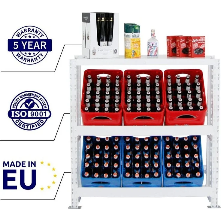 PROREGAL® Flaschenregal Getränkekistenregal Kastenregal TEGERNSEE XL für 6 Kästen + Ablage, Hochwertiges Getränkekistenregal für Küche Garage Abstellraum – Bild 3