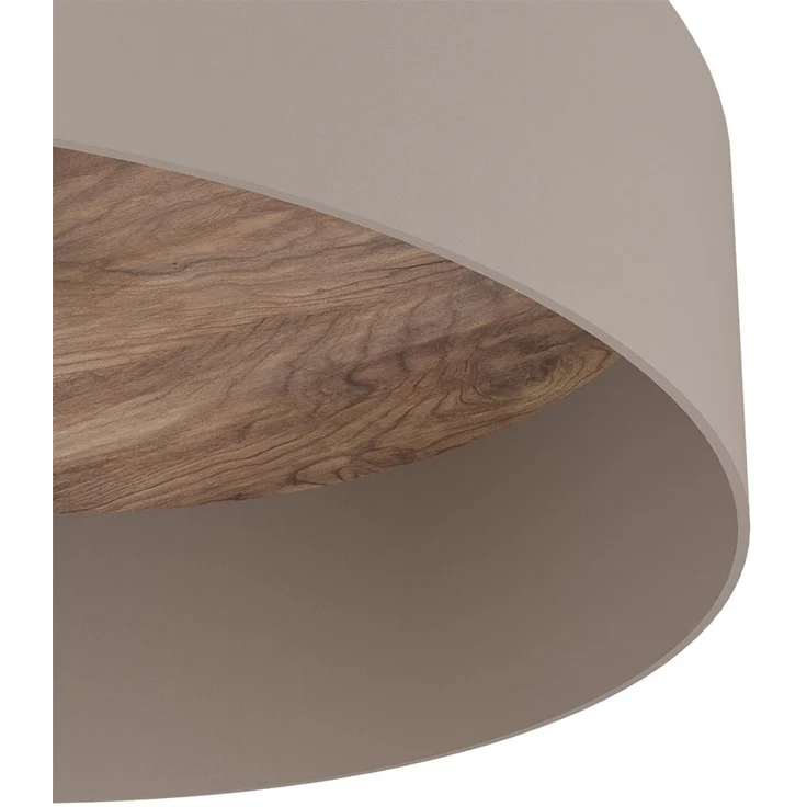 LED Deckenleuchte, Stahl, Holz, Taupe, Messing, D 42 cm – Bild 6