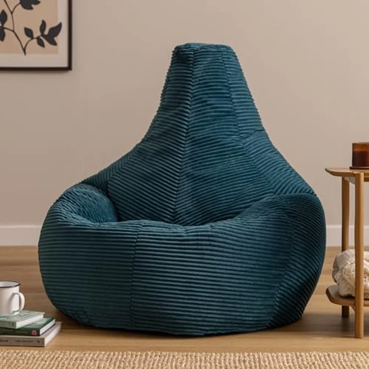 Icon Dalton XXL Sitzsack Cord, Blaugrün, Gaming Sitzsack Erwachsene mit Füllung, Bean Bag, Cord Sessel, Lounge Sessel, Lounge Stuhl, Schlafzimmer, Wohnzimmer, Wohnzimmer Möbel – Bild 5