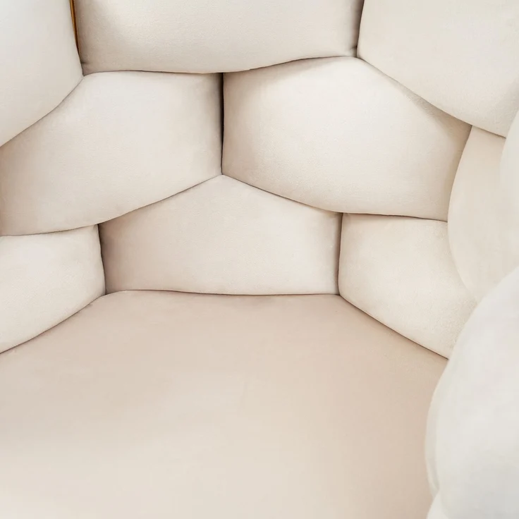 Samtstuhl Beige mit Gold-Rückengestell, gepolsterte Rückenlehne, verstellbare Vorderbeinstützen – Bild 9