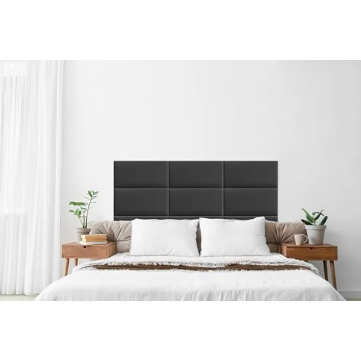 DecoNest Wandkissen, Wandpolsterung, Wanddekoration, Bettkopfteil, 3D-gepolstertes Wandpaneel 70 x 30 cm Graphit – Bild 7