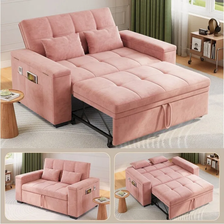 Bealife Schlafsofa 2-Sitzer, Drei verstellbare Rückenlehnenwinkel, B:157CM, Tagsüber Sofa, nachts Gästebett