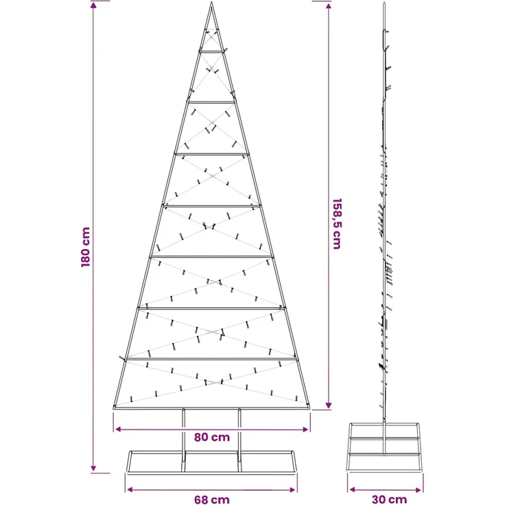 vidaXL Metall Weihnachtsbaum KUOPIO 180 cm Warmes Weiß Stahl Schwarz 42054050 – Bild 7