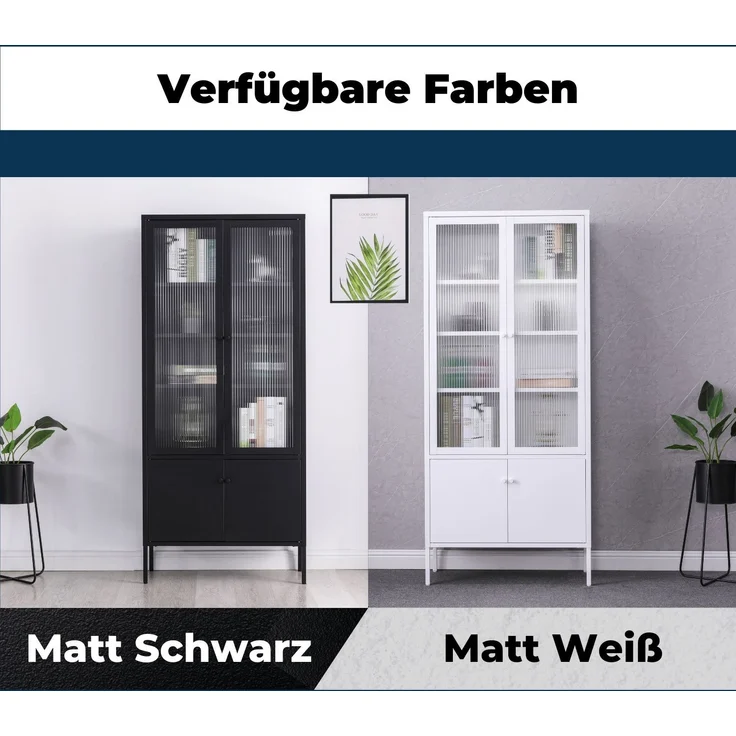 Coemo Vitrine Tokio aus Metall mit Glastüren Schwarz – Bild 6