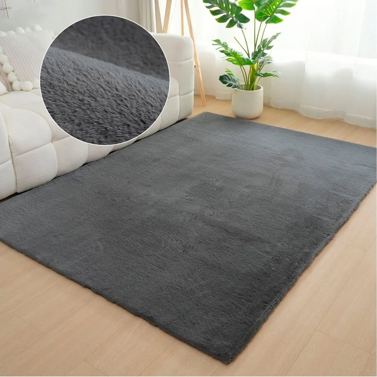 Bruno Banani Fellteppich Rabbit 2, Kunstfell Teppich, Modern, rechteckig, Höhe: 25 mm, Kaninchenfell-Haptik, sehr weich, Wohnzimmer, Schlafzimmer, Esszimmer – Bild 1
