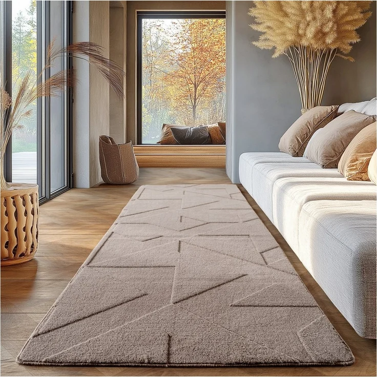 SIMPEX24 Designteppich Unicolor - Einfarbig, Rechteckig, Höhe: 12 mm, Kurzflor Teppich Geometrisch Design Anti-Rutsch Rückseite Waschbar – Bild 1