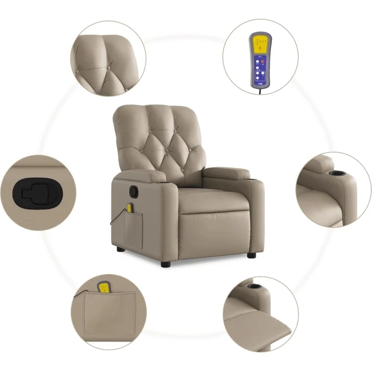 vidaXL Massagesessel Cappuccino-Braun Kunstleder 372516 – Bild 5