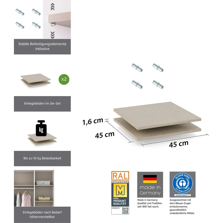 rauch Zubehör, Einlegeböden 2er-Set, für Kleiderschränke von rauch mit einer Elementbreite von 47 cm – Bild 3