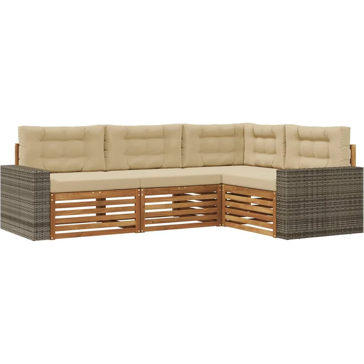 vidaXL Outdoor-Sofagarnitur 4 stk. 4-Sitzer Natur und Beige 3383311 – Bild 2
