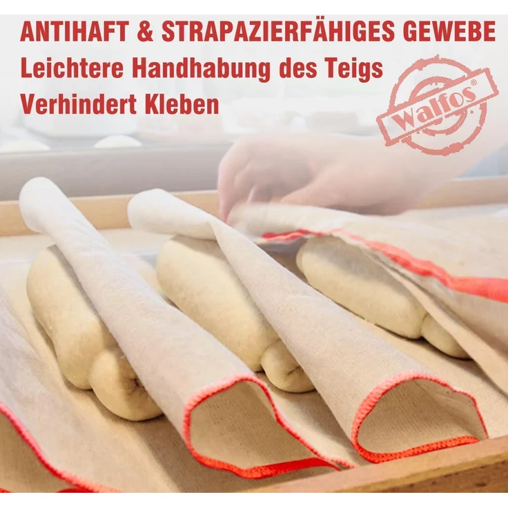 Walfos Profi Gärtuch Brot Backen Leinentuch Teig Gärung Baguette 75x45 cm 2er – Bild 5