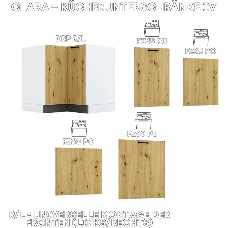 Küchenhängeschrank 60 cm - Graphit und Ashegrau - 1 Front - Eckküchenschrank - Modulküche - Soft-Close-System – Bild 7