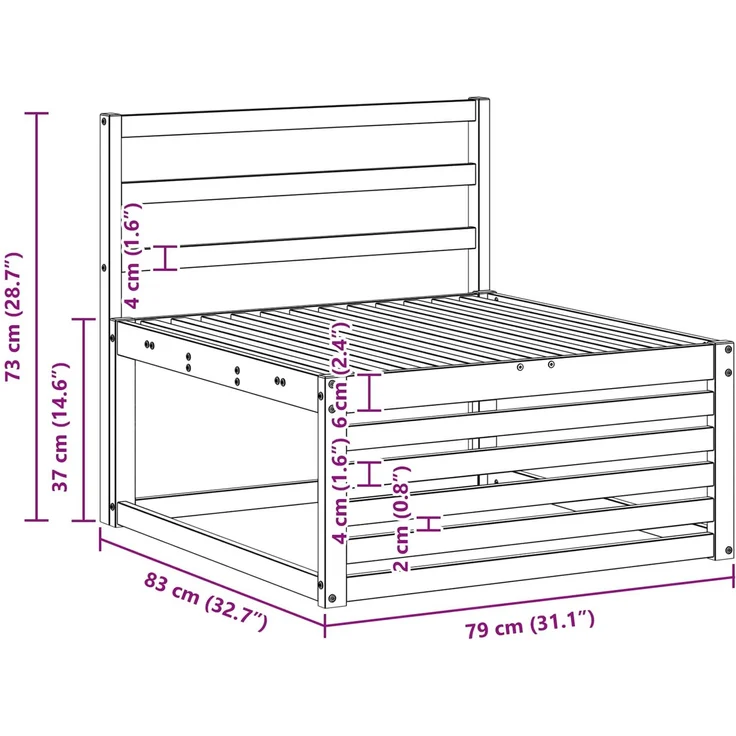 vidaXL Outdoor-Sofagarnitur 3 stk. Natur Massivholz Akazie 3372929 – Bild 7