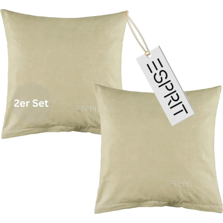Esprit Bettwäsche HARP Renforcé Kissenbezüge und Bettwäsche, Baumwolle, 2 teilig, 40 x 40 cm 2er Pack in Beige – Bild 1