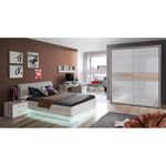 5-tlg. Jugendzimmer Rondino in Sandeiche und Weiß hochglanz 140x200