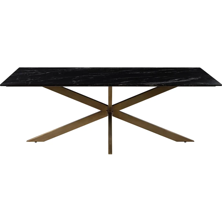 Esstisch 180x100x76 Marmor schwarz / Kreuzgestell Eisen Antik Messing BARCELONA #401 – Bild 7